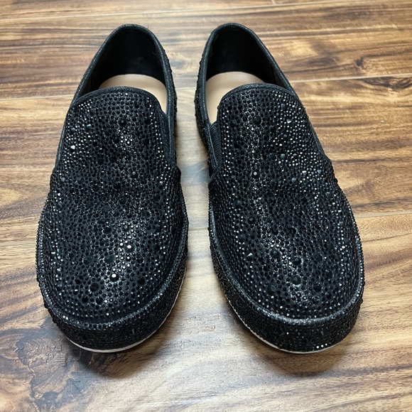 INC Sz 7 Lenna Black Bling Slip-On Heat Set Stone Embellished Sneakers - Picture 6 of 14